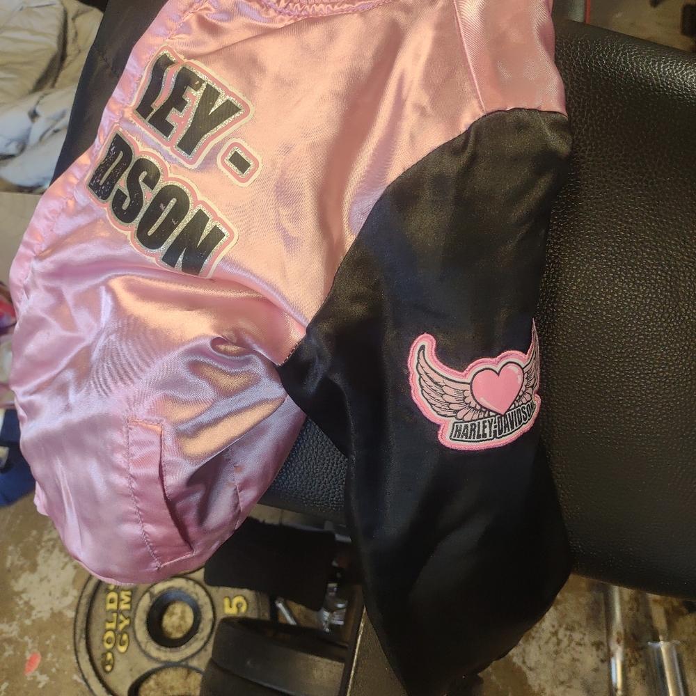 GIRLS Genuine Pink Harley-Davidson Bomber Jacket Size 6X - Picture 2 of 3